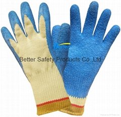 10 Guage Aramid Fiber Knitted Shell With Latex Coated Cut Resistance Work Glove