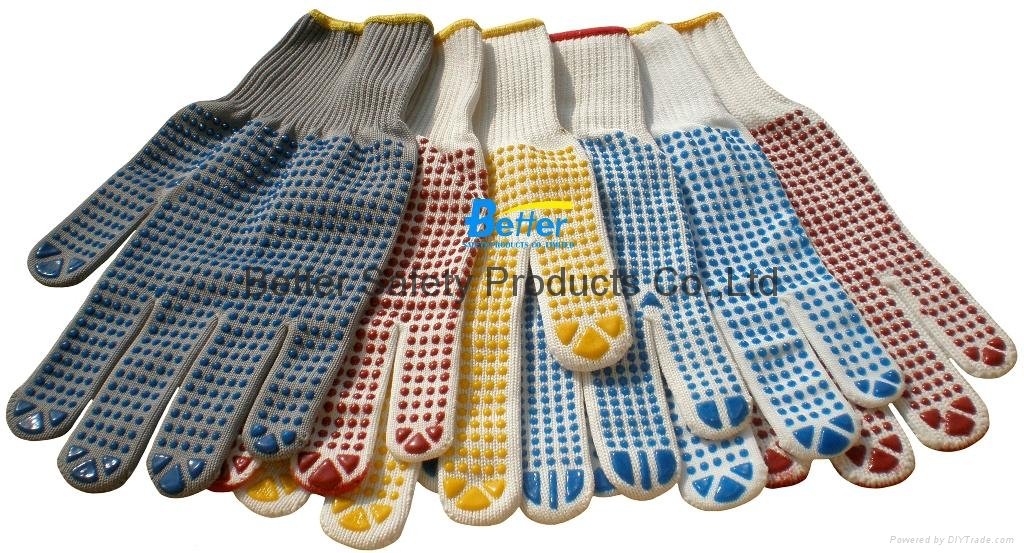 High Quality Nylon Or T/C Yarn Knitted Shell With PVC One-side Dotted Work Glove