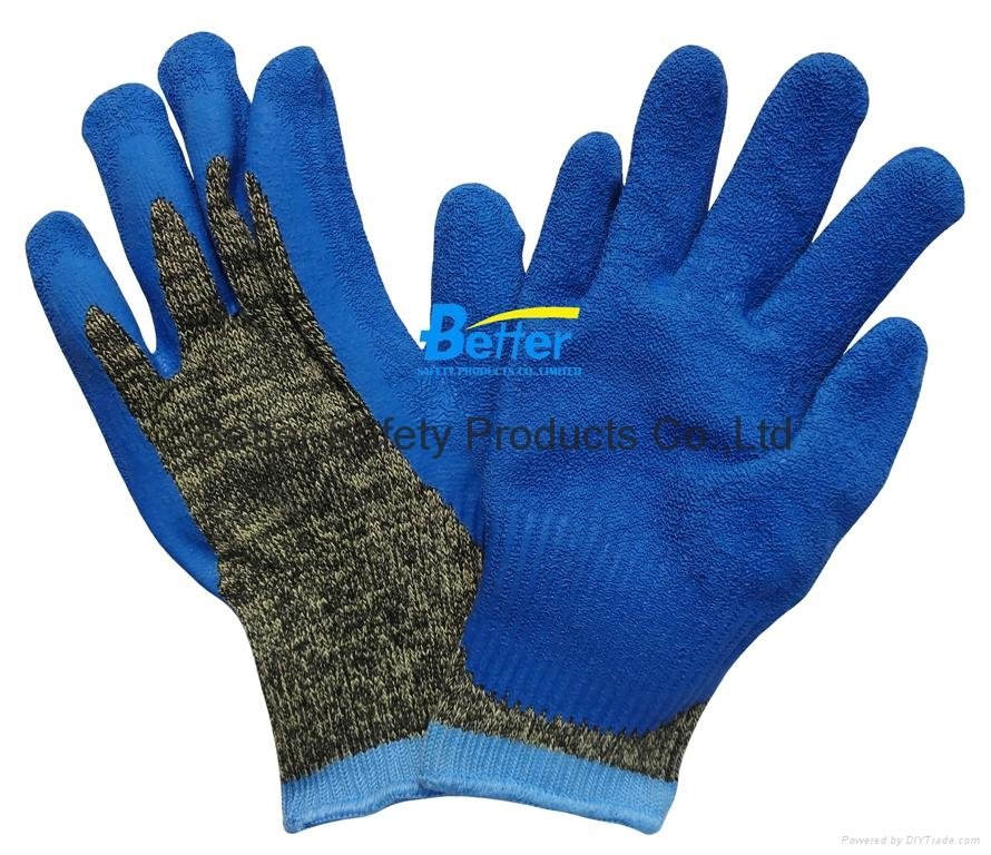 10 Guage Aramid Fiber Knitted Shell With Latex Coated Cut Resistance Work Glove 3