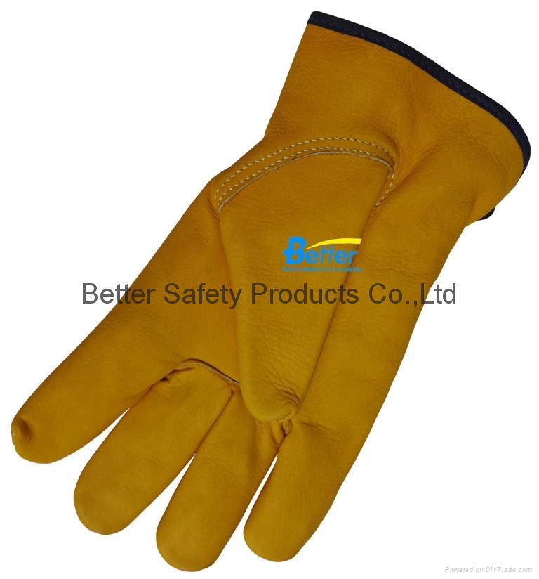 High Quality Cow Grain Leather Excellent Comflex Driver Style Work Gloves 5