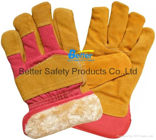 Cow Split Leather Driver Stryle Excellent Comflex Winter/Warmer Work Gloves 2