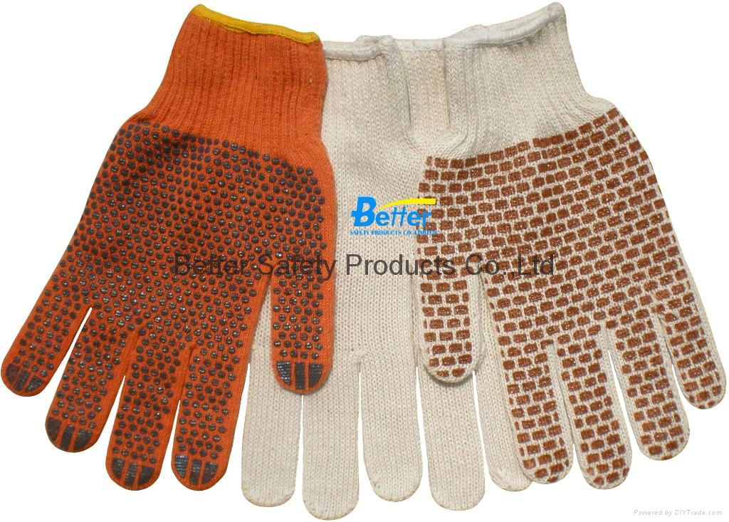 High Quality Nylon Or T/C Yarn Knitted Shell With PVC One-side Dotted Work Glove 3