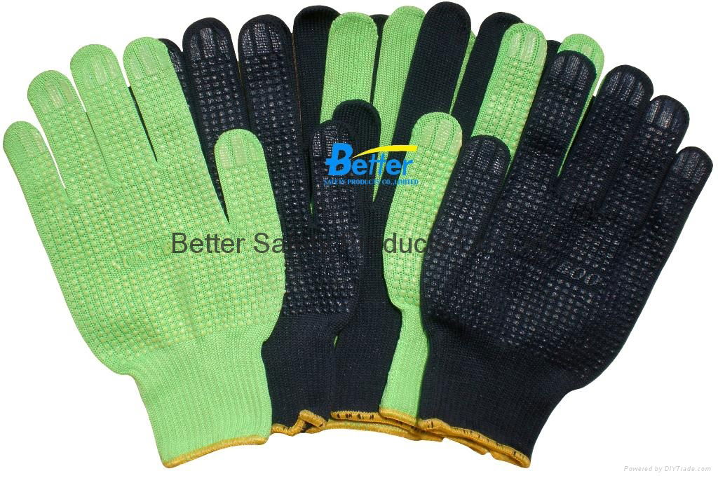 High Quality Nylon Or T/C Yarn Knitted Shell With PVC One-side Dotted Work Glove 4