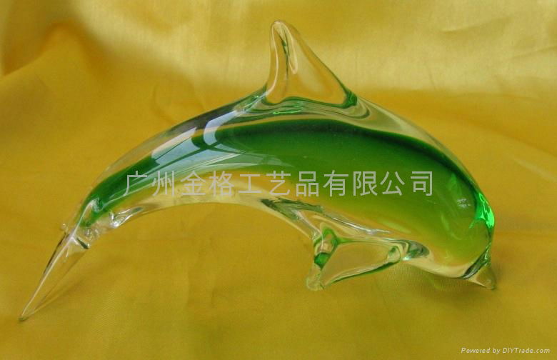 玻璃海豚摆件