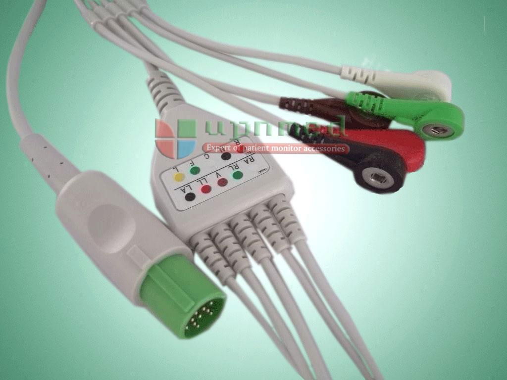 Spacelabs ECG cable with leadwires