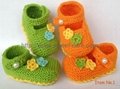 Handmade Knit Baby Booties, Hand Crochet Baby Boots, Crochet Baby Slippers/Shoes 1