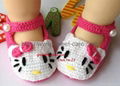 Handmade Hand Knit Crochet Baby Shoes Booties with hello kitty theme（Item No.23） 1