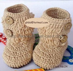 100% Hand made Knit Crochet Flower Baby Shoes(Item No.24)