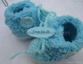 100% Hand made Knit Crochet Flower Baby Shoes（Item No.36） 4