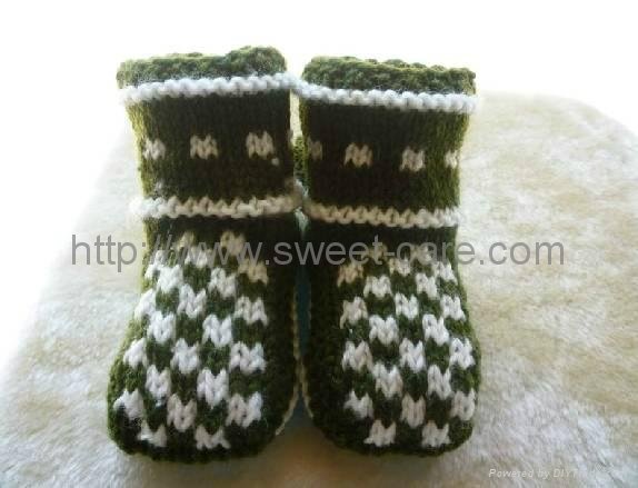 Handknitted baby booties/shoes,cotton lining,high upper (Item No.1) 3