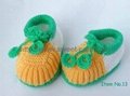 Handmade Hand Knit Beaded Crochet Baby Shoes Booties with Crochet Strap 4