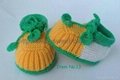 Handmade Hand Knit Beaded Crochet Baby Shoes Booties with Crochet Strap 5