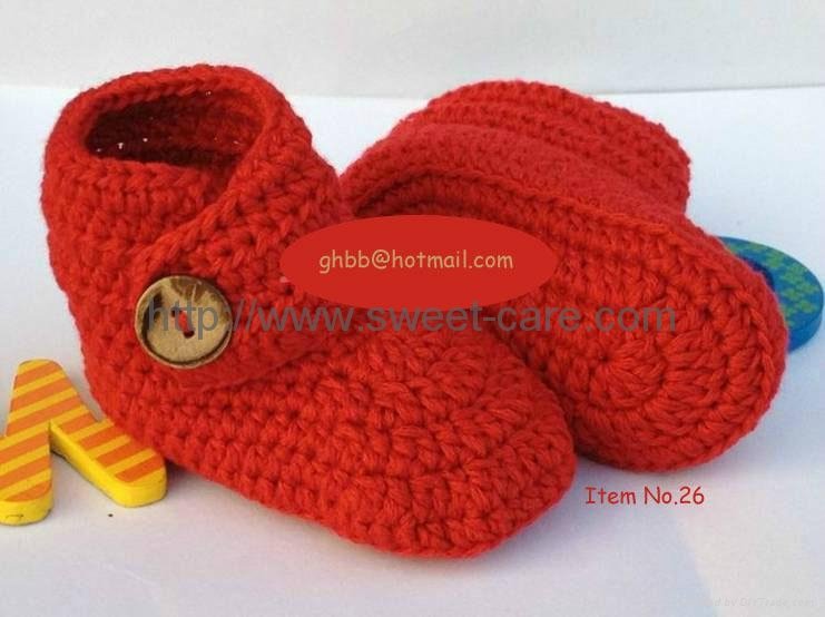 Handmade Hand Knit Crochet Baby Shoes Booties with bear theme（Item No.26） 4