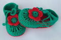 100% Hand made Hand Knit Crochet Flower Baby Shoes（Item No.42） 2