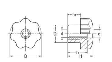 6-Lobe Knob With Znic Steel Threaded Through  2