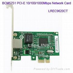 LREC9620CT Broadcom BCM5751 PCIe x1 10/100/1000Mbps Gigabit Network Card