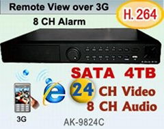 24 ch H.264 CIF Realtime CCTV Standalone DVR