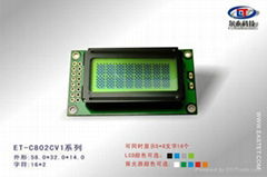 8X1 Yellow-green Background Character LCD modules  ET-C802CV1