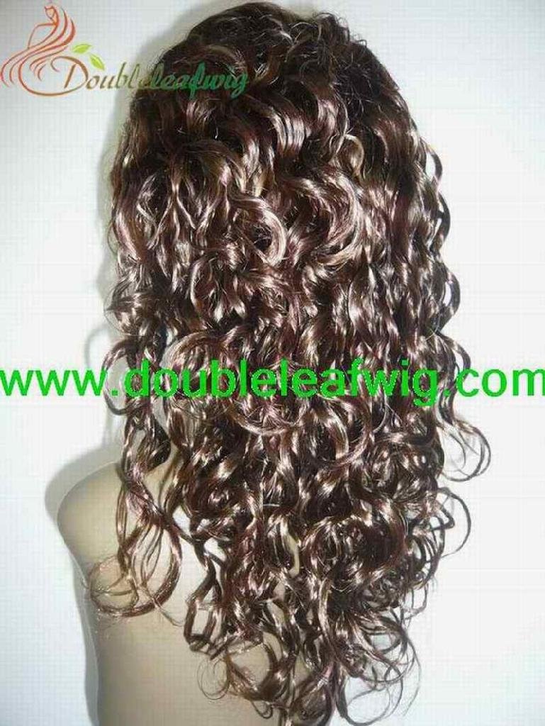 Buy Chinese virgin hair human hair lace wig 18inch #6color curly wig