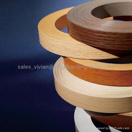Wood grain PVC edge banding for particle board