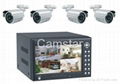 DVR kit: 4-CH H.264 DVR with 7" LCD+4 cameras+cables+adapters:  1