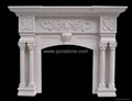 white sandstone fireplace