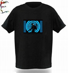 EL sound actived equalizer DJ music 3D flashing LED t-qualizer glow t shirt