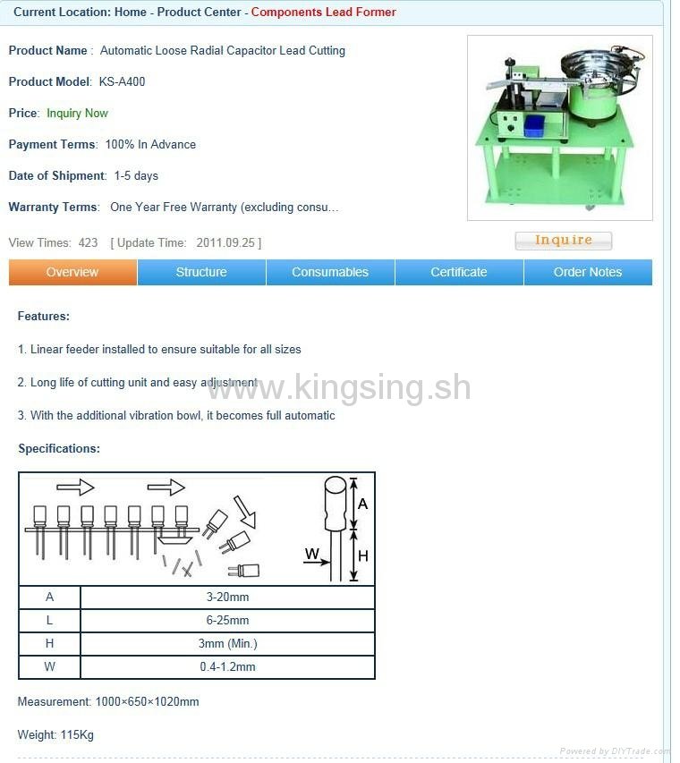 Automatic Loose Redical Capacitor Lead Cutting Machine 2