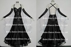 Crystal Silk Black Ballroom Dance Dresses