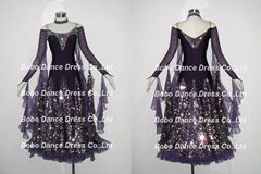 Silk Black Sequin Ballroom  Modern Dance Dress