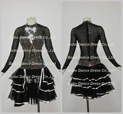 Hot Wholesales Black Silk Latin Dance Wear