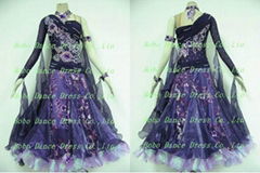 Flowery Purple Sexy Latin Dance Competition Dresses