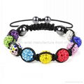 Shamballa Bracelet Multi Coloured Crystal Disco Ball 