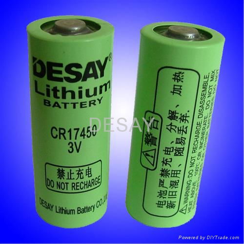 3.0V CR17450 Cylindrical Lithium Manganese Dioxide battery