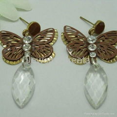 Vintage Style Butterfly Earrings Antique Brass Zodiac Costume Jewelry Supplier 