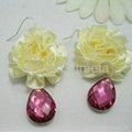 Chic Women's Costume Jewelry Fabric Earrings Faux Pearl White Topaz Charm Studs  3