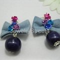 Chic Women's Costume Jewelry Fabric Earrings Faux Pearl White Topaz Charm Studs  4