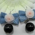 Chic Women's Costume Jewelry Fabric Earrings Faux Pearl White Topaz Charm Studs  5