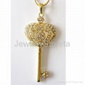 Rhinestone Gold Plated Key Necklace