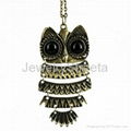 Vintage Style Bronze Night Owl Pendent Necklace Fashion Korean Designer Jewelry