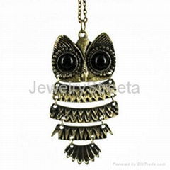 Vintage Style Bronze Night Owl Pendent Necklace Fashion Korean Designer Jewelry