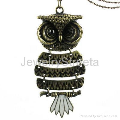 Vintage Style Bronze Night Owl Pendent Necklace Fashion Korean Designer Jewelry 3