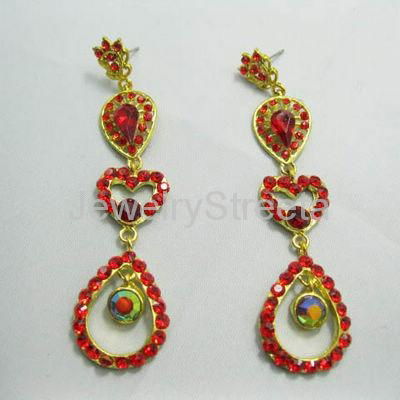 Gold Tone Butterfly Earrings Studs Red Rhinestone CZ Jewelry White Pearl Crystal 5