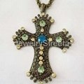 18K Yellow Gold Pltaed Cross Pendent Vintage Religious Crux Jewelry Necklaces US 2