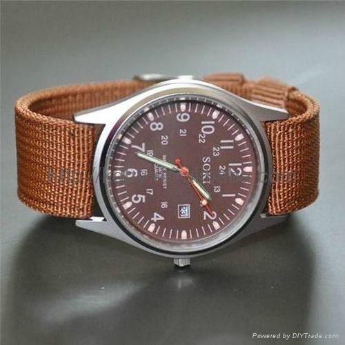 Brown Nylon Watch Sport Watch With Velcro Strap   1