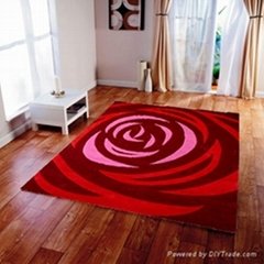 Red and pink Rose handtufted rug 