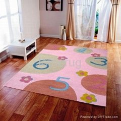 pink numbers design kids acrylic rug 