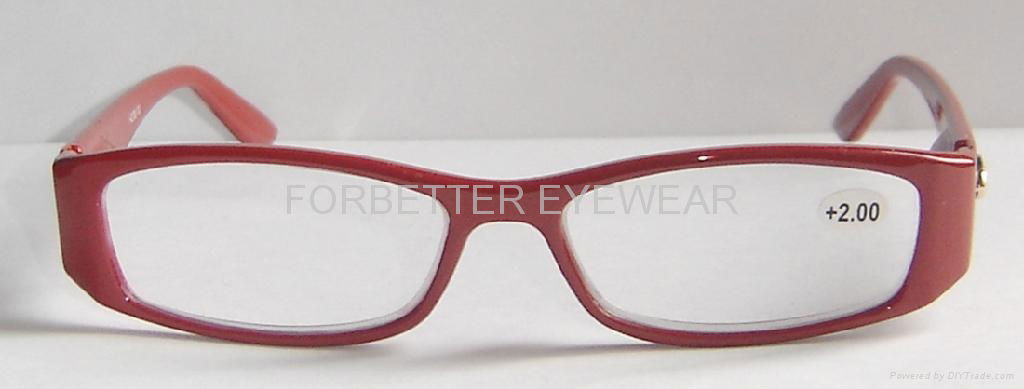 Plastic reading glasses with metal designs 2