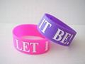 Debossed with ink filled logo 1 inch wide Silicon  Bracelets Wristbands 1