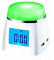 4 ports usb hub with color changing LCD clock